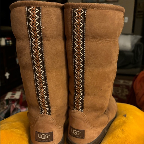 UGG: ULTRA TALL "REVIVAL" Chestnut Suede Boots - Picture 4 of 6